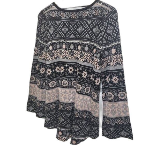 Cupio Sweater Womens S Fair Isle Knit Embroidered V Neck Long Slv Boho Casual - Picture 4 of 10